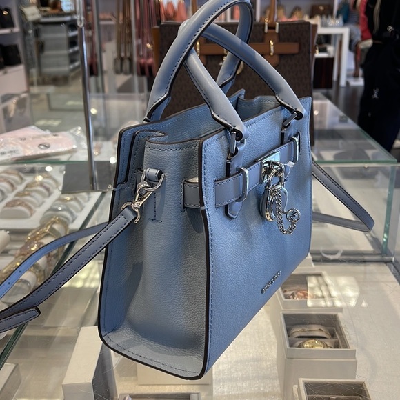 Michael Kors Hamilton Small Satchel Shoulder Crossbody Bag COLOR: Pale Blue - Picture 4 of 16